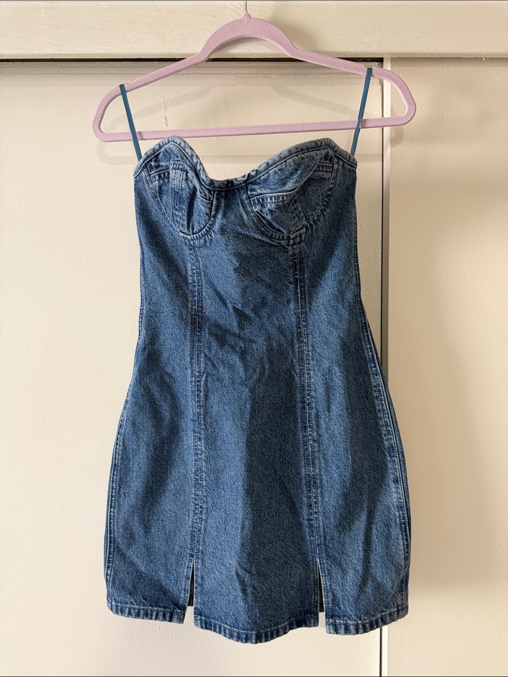LF Strapless Denim Mini Dress in Blue